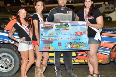 Eagle 09-05-15 IMCA Nationals 595 Mark MC Kinney with 2015 Miss Eagle Raceway finalist Kayla Meidinger Zoe Dalton Robin Brunison JoeorthPhotos