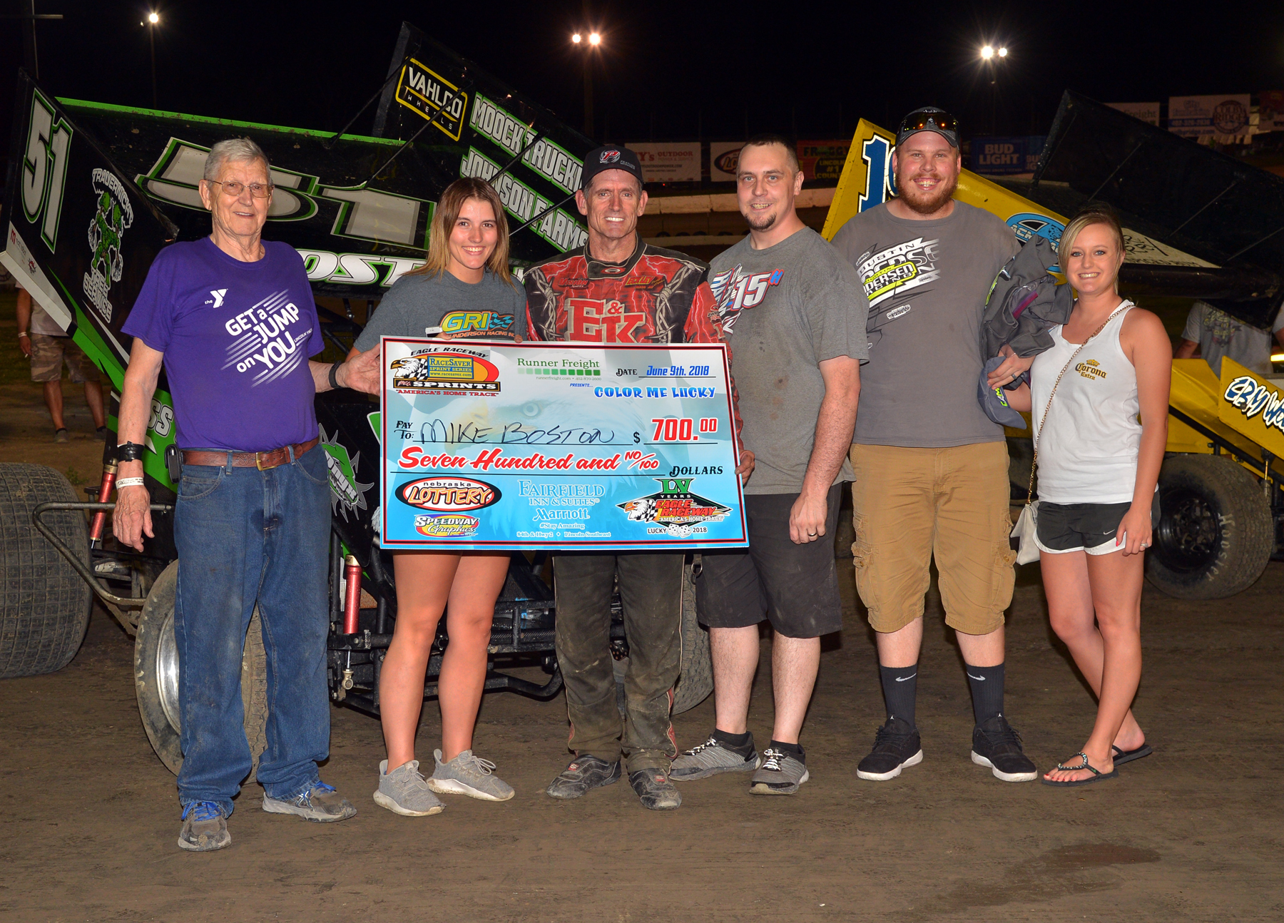 The Big Check goes to Mike Boston at Eagle Raceway on June 9th