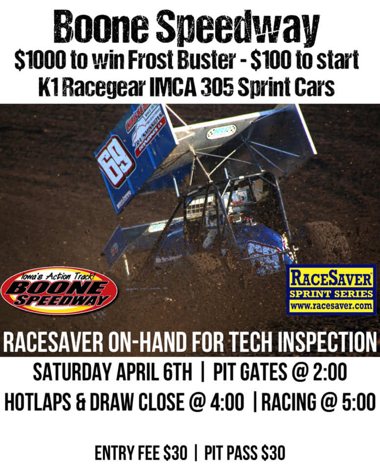 Boone Speedway Frost Buster this Saturday April 6th 2019